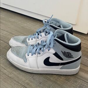 Nike Air Jordan 1 Mid White/Black/University Blue/Light Smoke Grey Sneakers